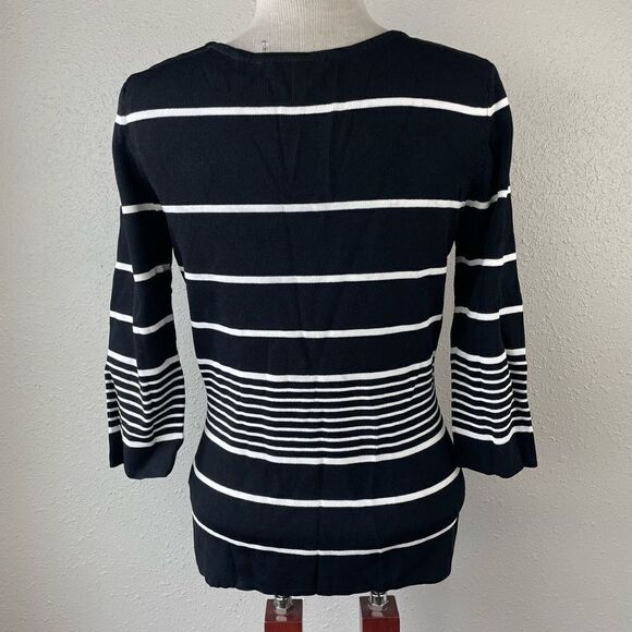 Cyrus Black and White Striped Stretch Top Size L EUC - Picture 6 of 8